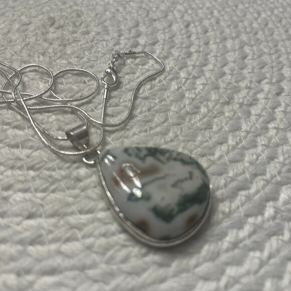 Natural TREE AGATE Handmade Sterling 925 Pendant/Chain #920D - Picture 1 of 3